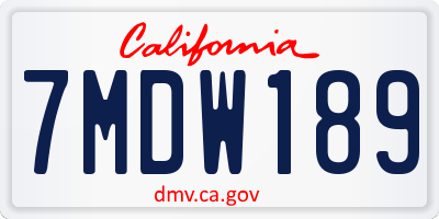 CA license plate 7MDW189