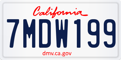 CA license plate 7MDW199