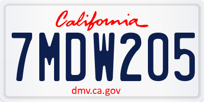 CA license plate 7MDW205