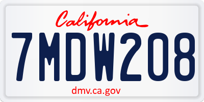 CA license plate 7MDW208