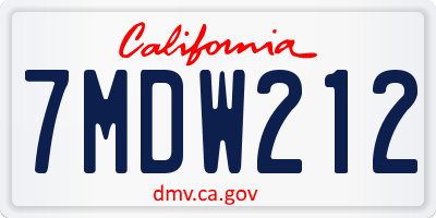 CA license plate 7MDW212