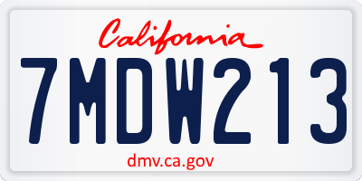 CA license plate 7MDW213