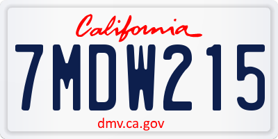 CA license plate 7MDW215