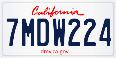 CA license plate 7MDW224