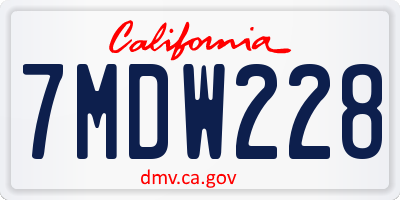 CA license plate 7MDW228