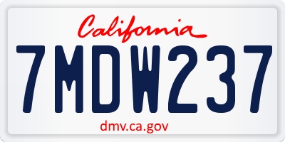 CA license plate 7MDW237