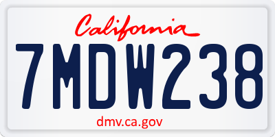 CA license plate 7MDW238