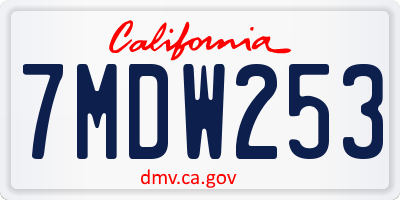 CA license plate 7MDW253