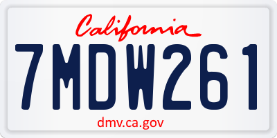 CA license plate 7MDW261