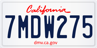 CA license plate 7MDW275