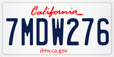 CA license plate 7MDW276