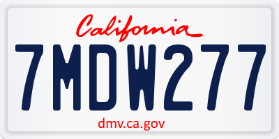 CA license plate 7MDW277