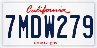 CA license plate 7MDW279