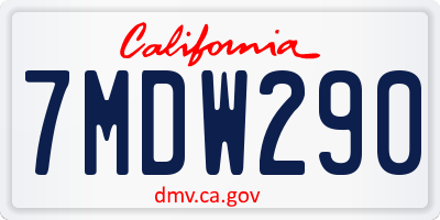 CA license plate 7MDW290
