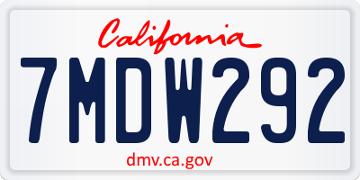 CA license plate 7MDW292