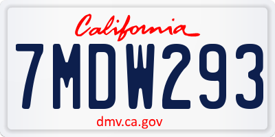 CA license plate 7MDW293