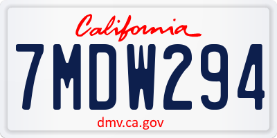 CA license plate 7MDW294
