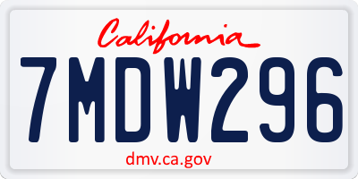 CA license plate 7MDW296