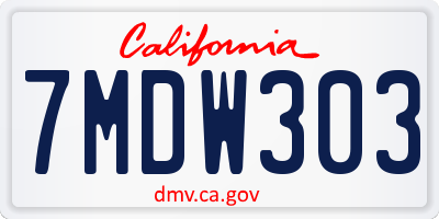 CA license plate 7MDW303