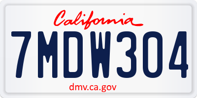 CA license plate 7MDW304