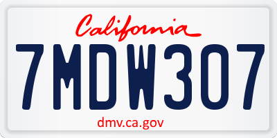 CA license plate 7MDW307