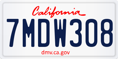 CA license plate 7MDW308