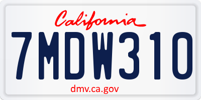 CA license plate 7MDW310