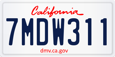 CA license plate 7MDW311