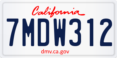CA license plate 7MDW312
