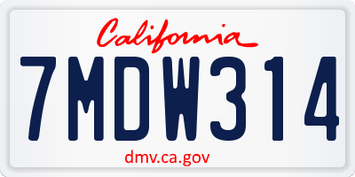 CA license plate 7MDW314