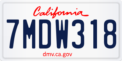 CA license plate 7MDW318