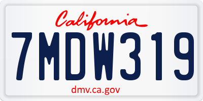CA license plate 7MDW319