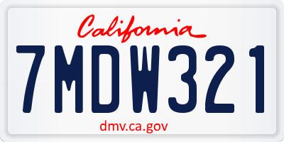 CA license plate 7MDW321