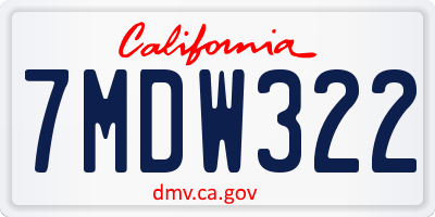 CA license plate 7MDW322