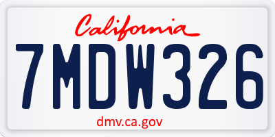CA license plate 7MDW326