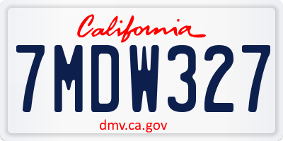 CA license plate 7MDW327