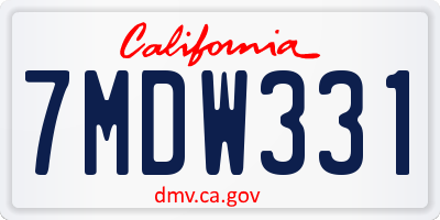 CA license plate 7MDW331