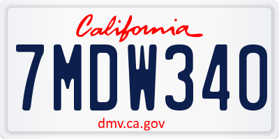 CA license plate 7MDW340