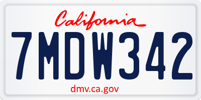 CA license plate 7MDW342