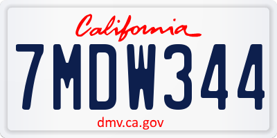 CA license plate 7MDW344