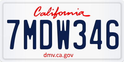CA license plate 7MDW346