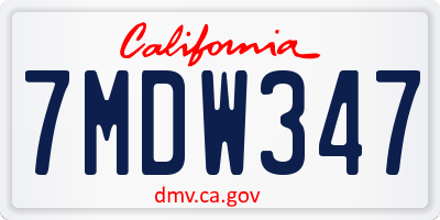 CA license plate 7MDW347