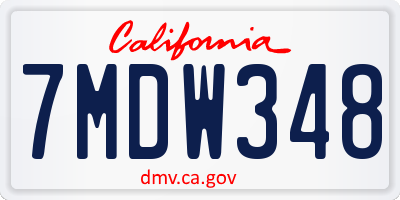 CA license plate 7MDW348