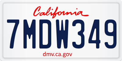 CA license plate 7MDW349