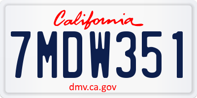 CA license plate 7MDW351