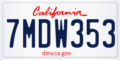 CA license plate 7MDW353