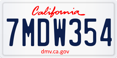 CA license plate 7MDW354