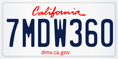 CA license plate 7MDW360