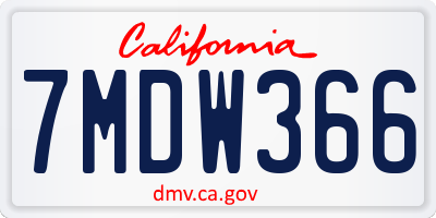 CA license plate 7MDW366