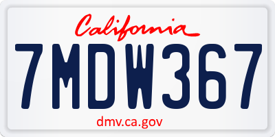 CA license plate 7MDW367